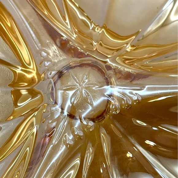 Vintage Jeanette Marigold Carnival Depression Glass Iridescent Doric Candy/Trink - Picture 6 of 9